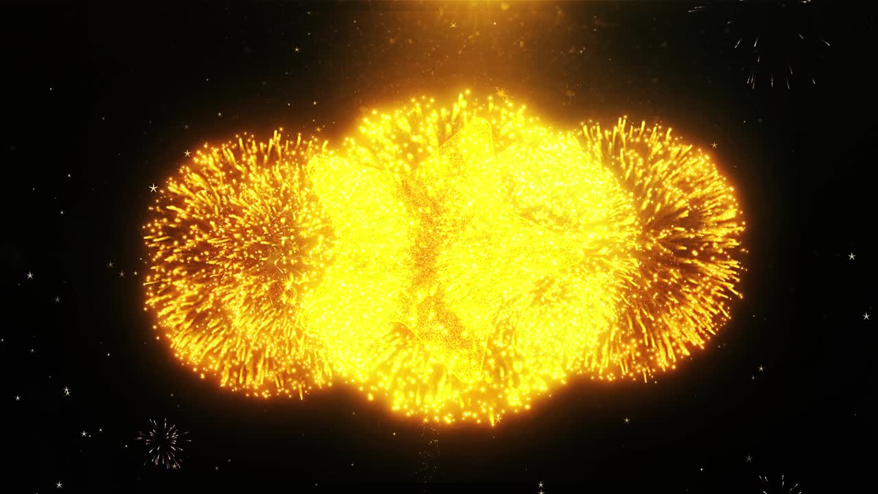 Star icon on firework display explosion particles object shape text design element symbol 4k