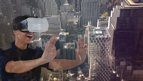 Frau-Nutzt-VR-In-New-York-City