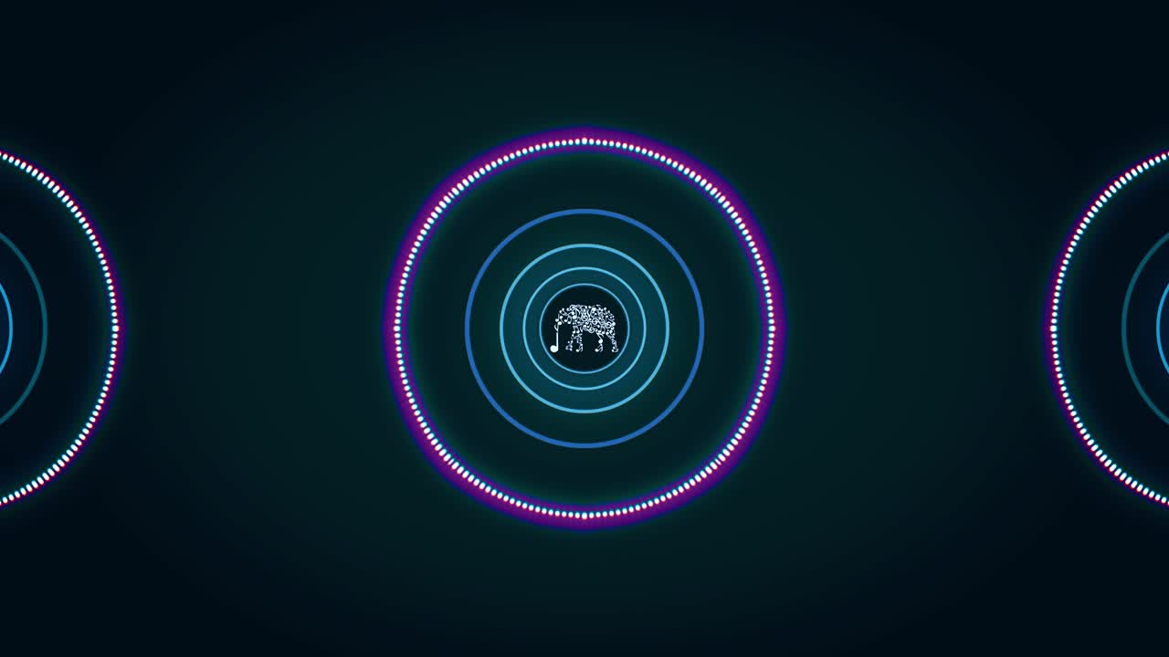 코끼리 모티브를 가진 추상 오디오 시각화