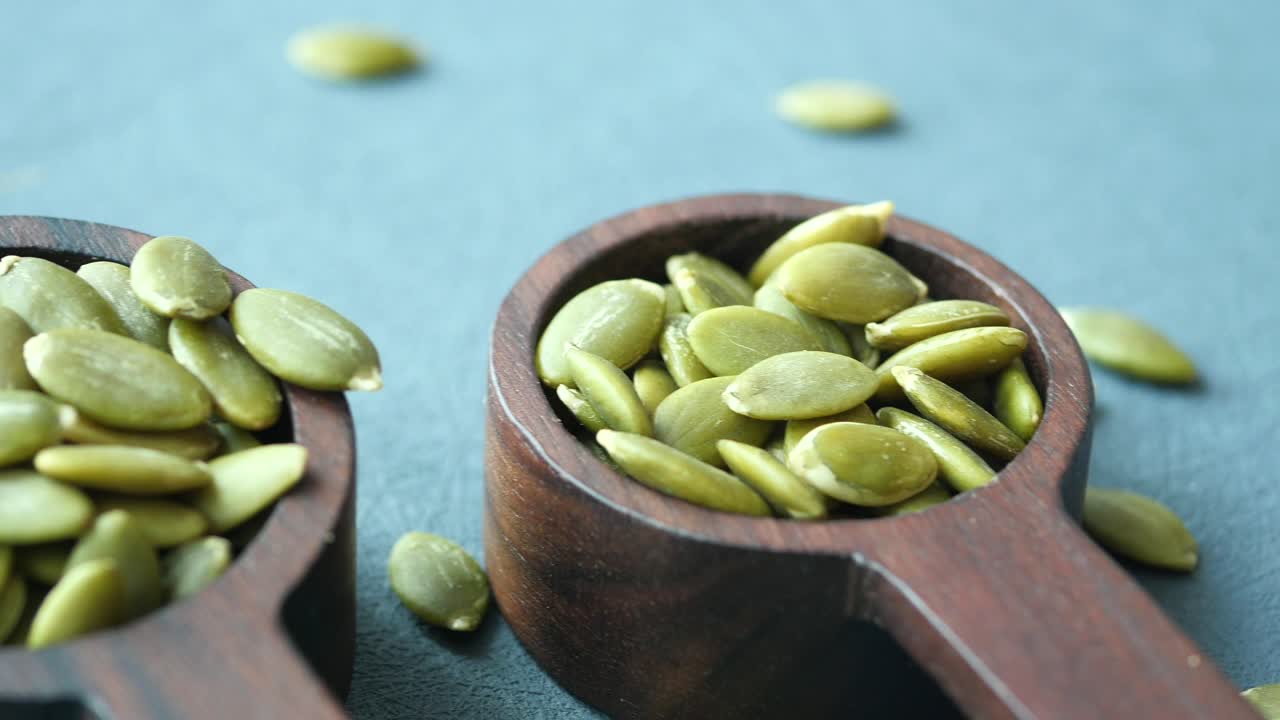 Pumpkin Seeds in Wooden Spoons