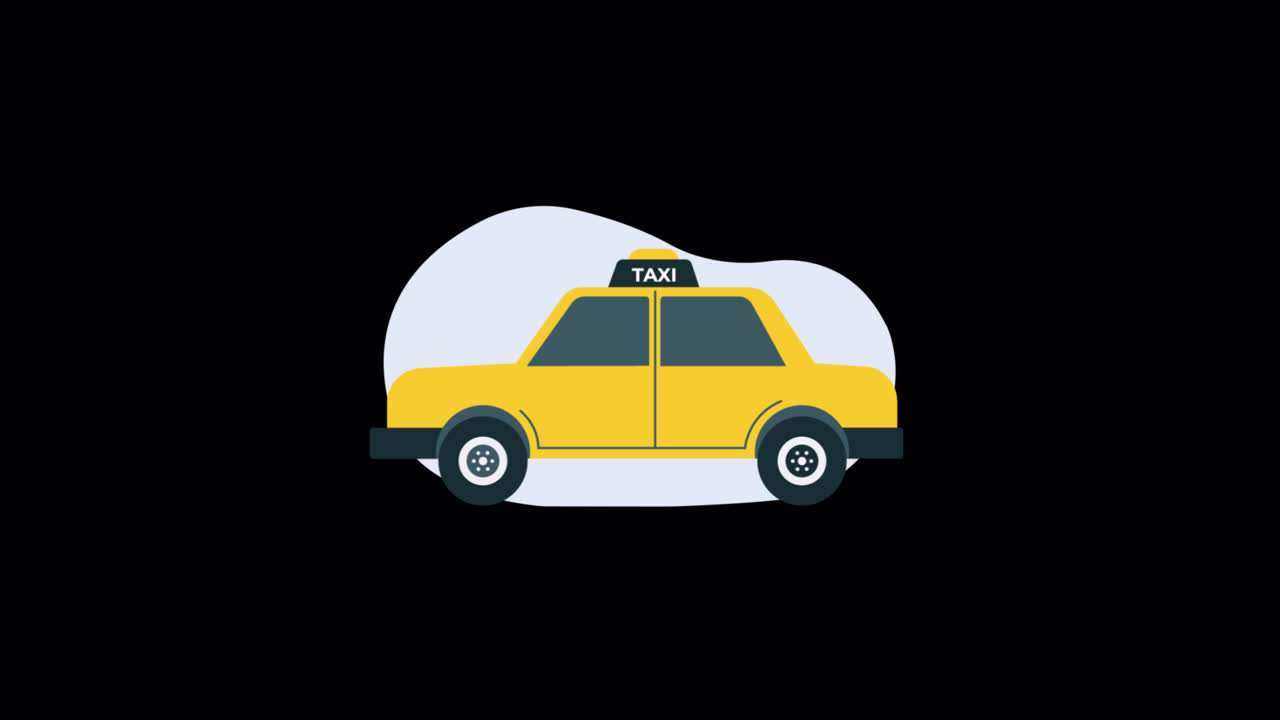 Illustrazione animata di un taxi giallo