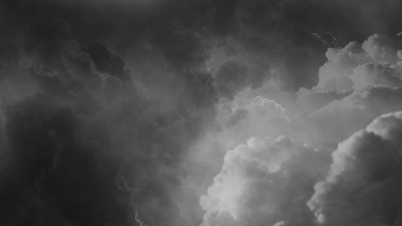 POV thunderstorm inside cumulonimbus clouds in the dark sky