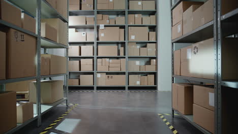 warehouse storage interior with cardboard boxes