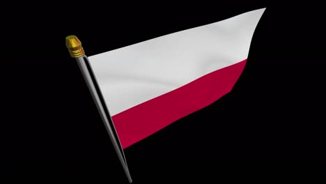 loop video of polandflag  fluttering in the wind, slow motion video of 4k , with alpha channel