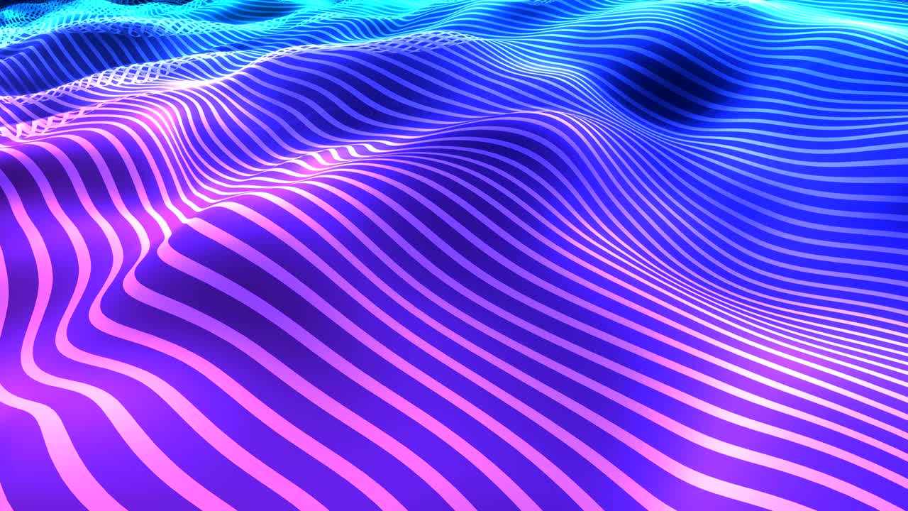 Three-dimensional render of striped waves.