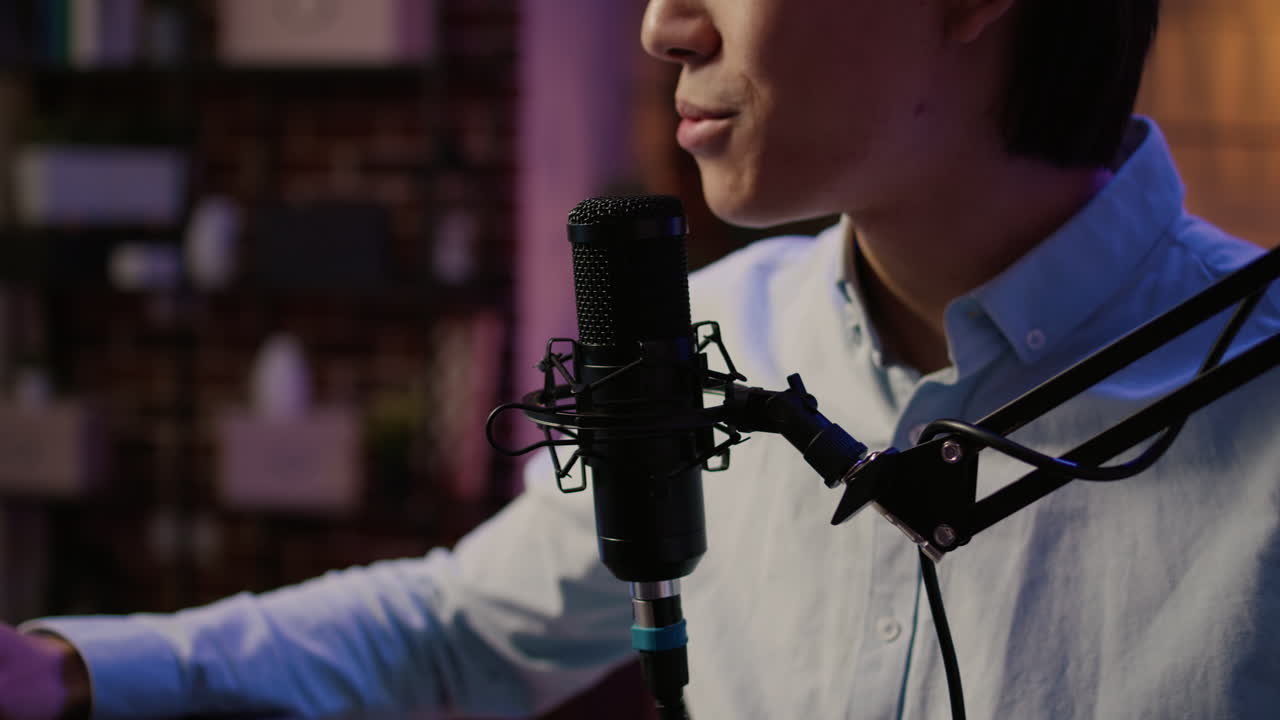 Podcast Recording with Microphone