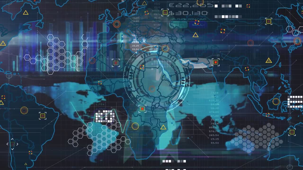 Animation of world map over data processing
