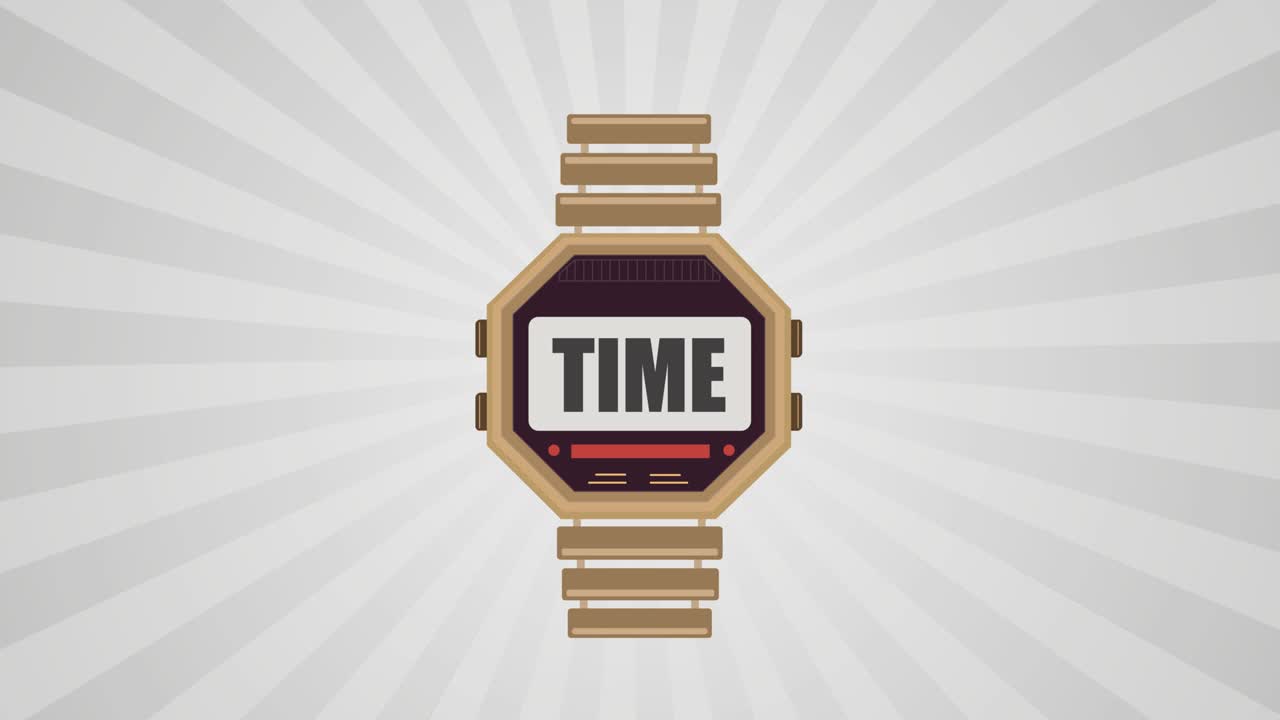 icono de reloj de muñeca retro aislado en fondo blanco. movimiento de video 4k