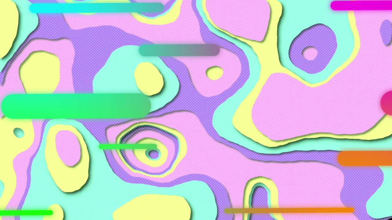 Animation of glowing neon lights moving over pattern background