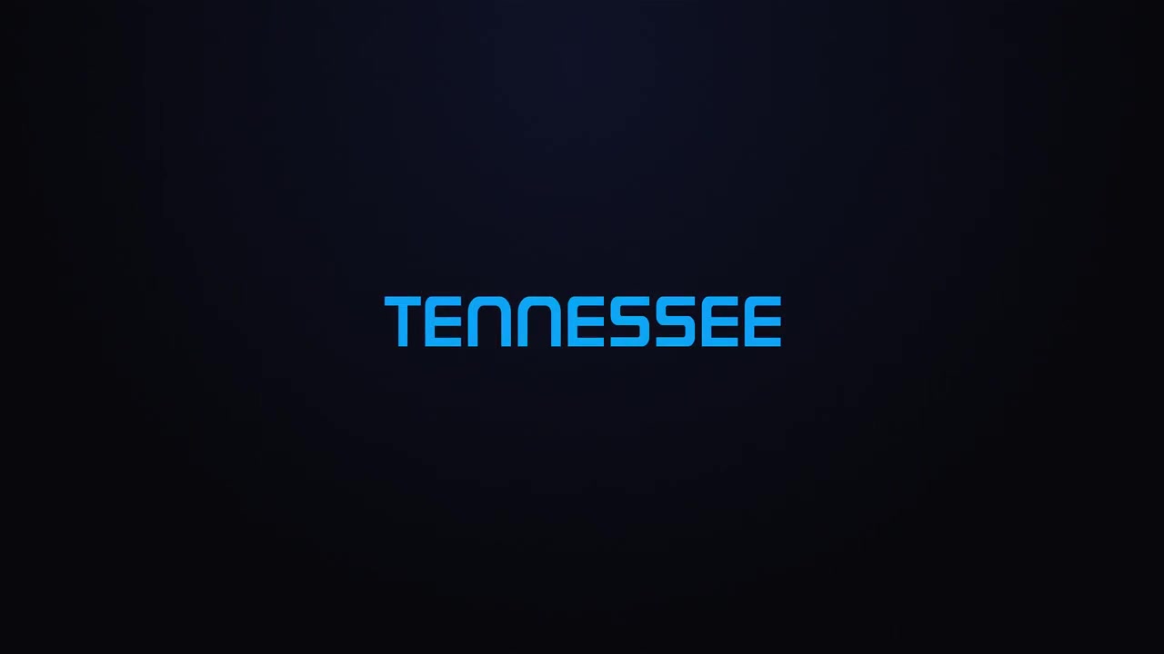 Glowing explosion TENNESSEE text reveal blue and pink