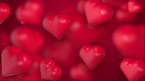 realistic 3d colorful red romantic hearts loop background. floating love symbol happy valentines day greetings.