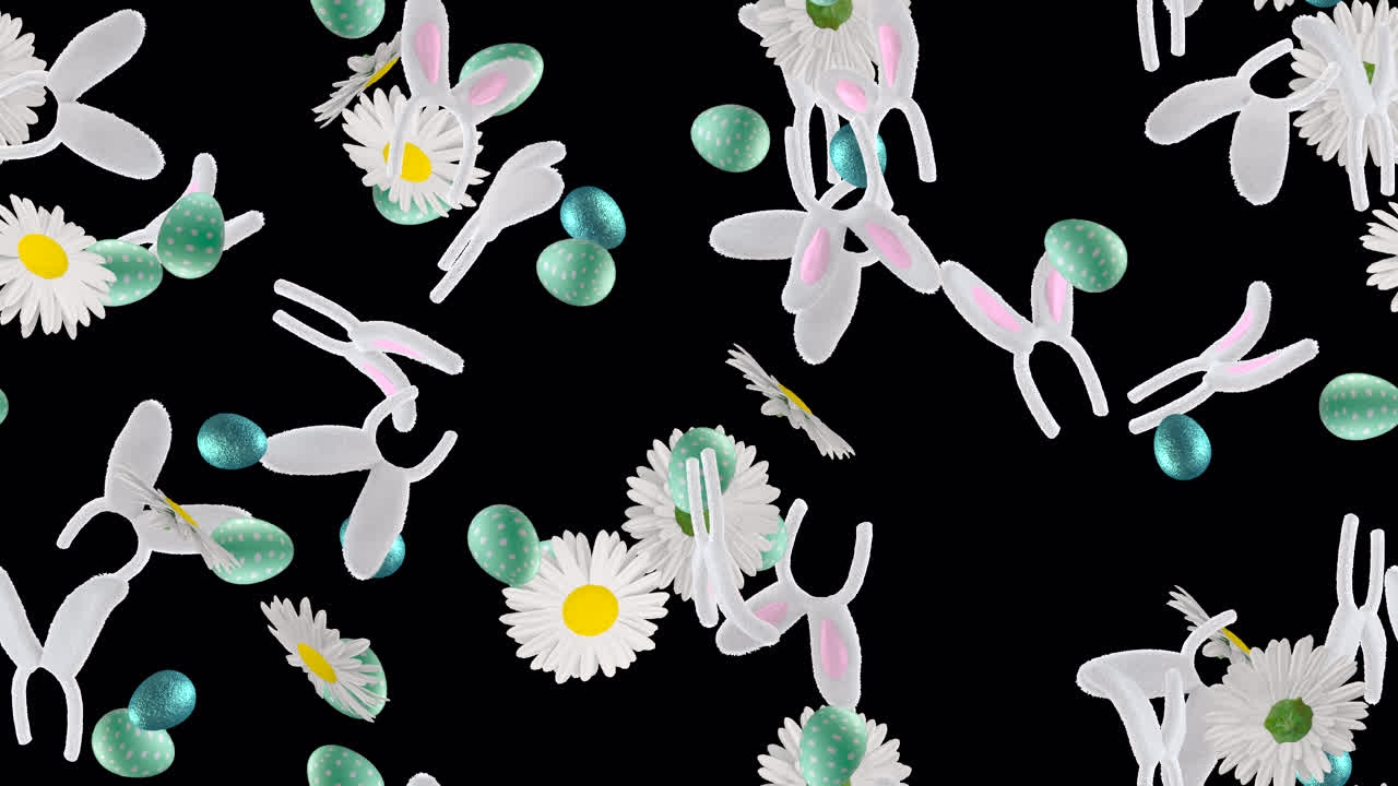 부활절 달 토끼 데이지 루프 타일 알파와 함께 회전