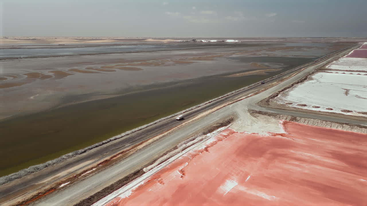 Aerial View of Salt Flats and Road