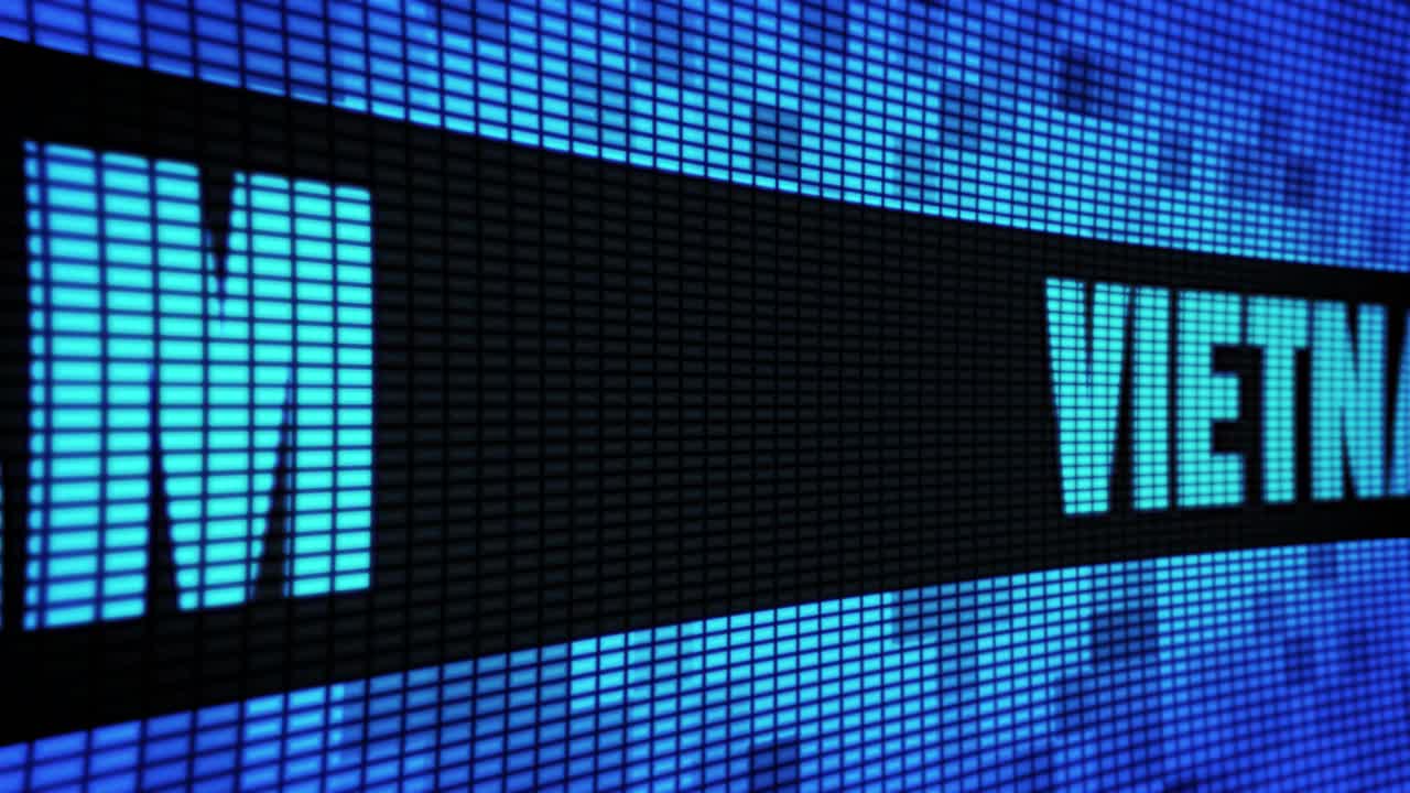 Vietnam displayed on a LED screen