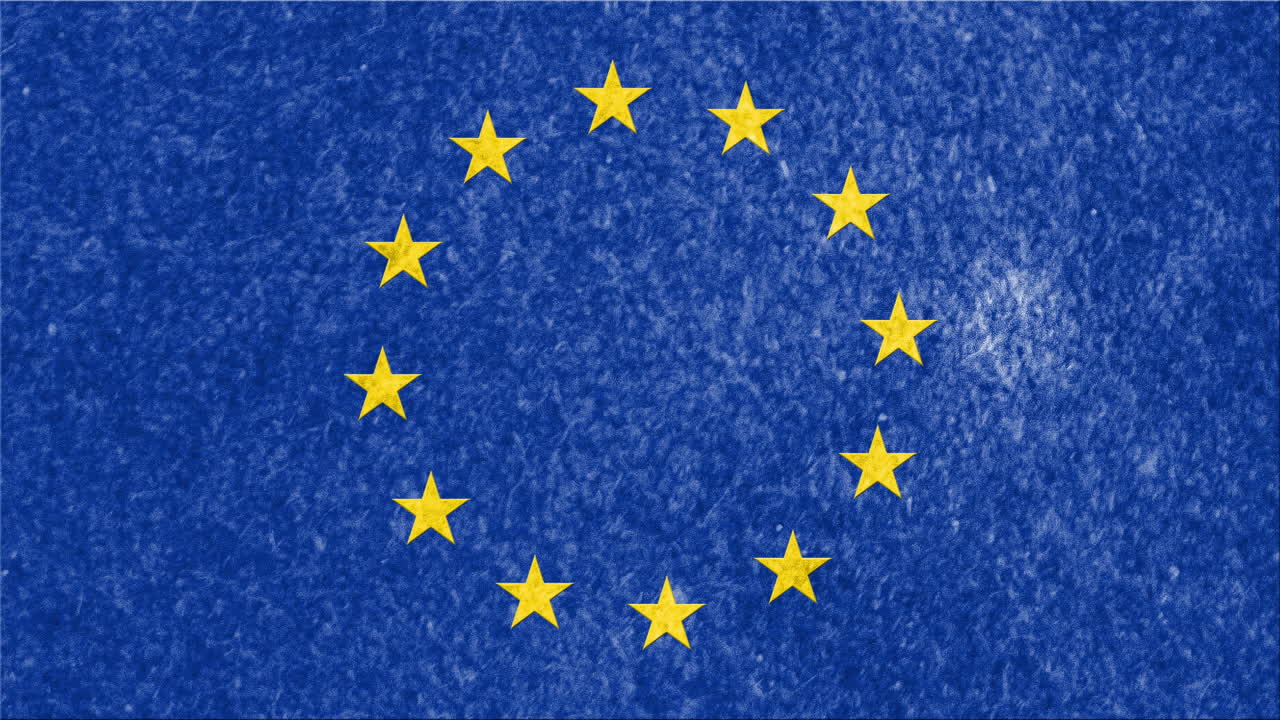 Animation of circles of yellow stars on blue And textural background