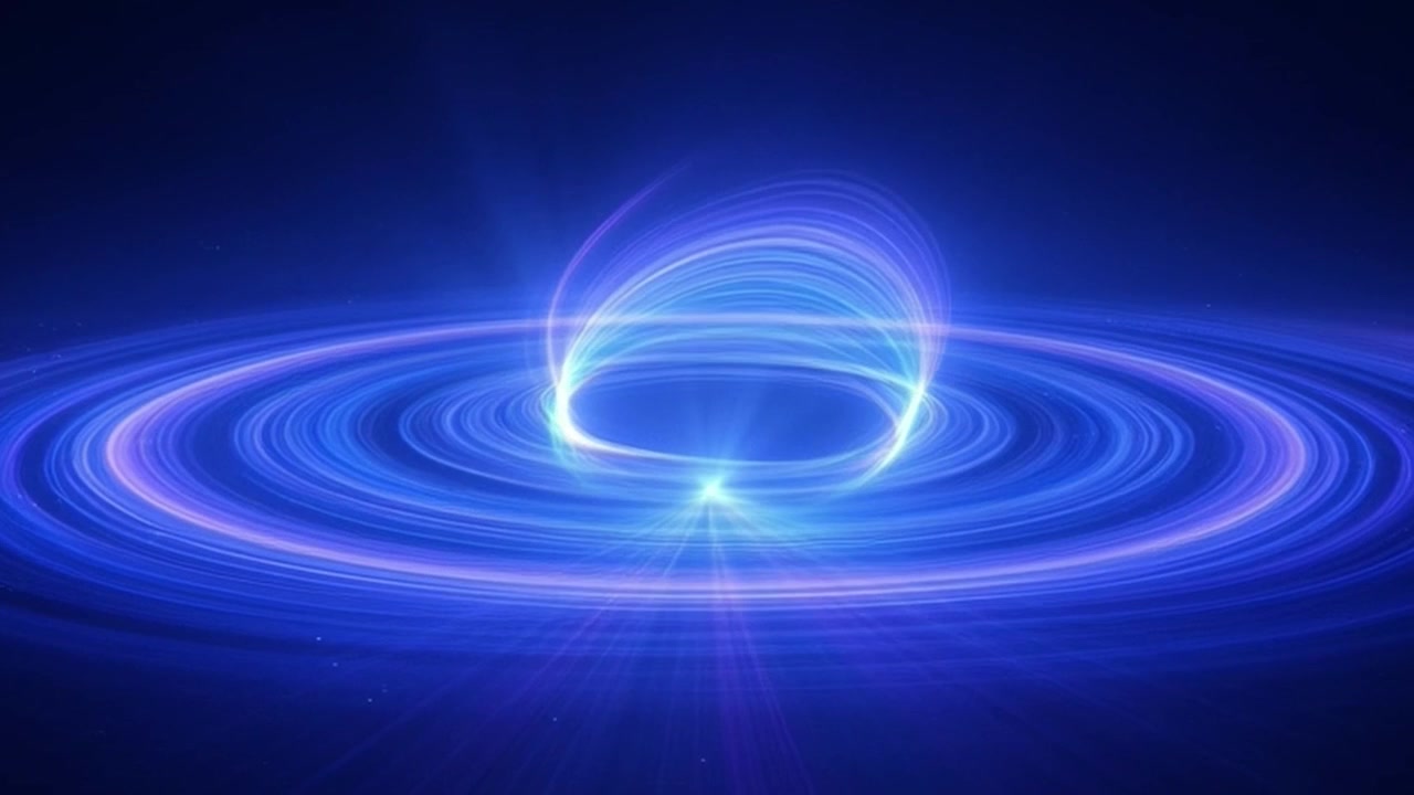 Abstracte Blauwe Energiewervel Roterend in de Diepe Ruimte