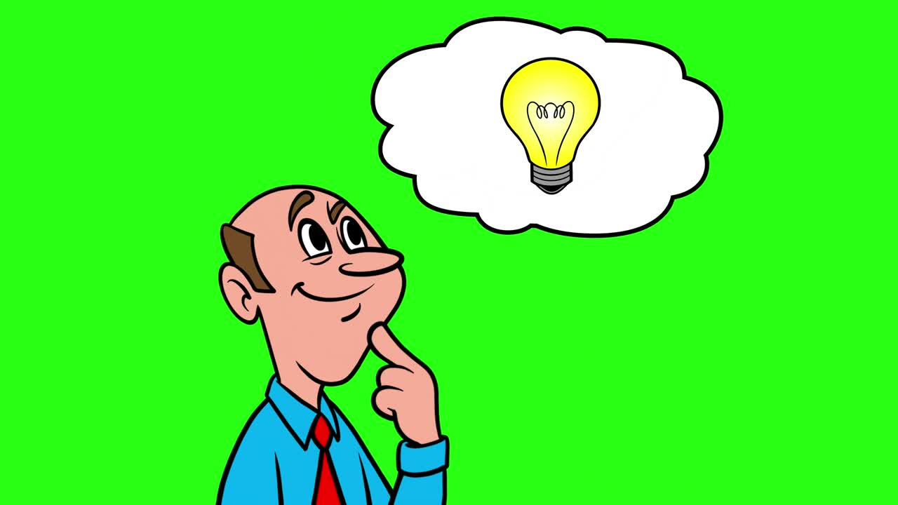 Thinking about an Idea - 4k Animation with Green Background
