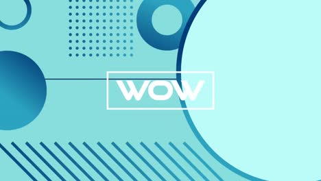 digital animation of wow text banner against abstract shapes on blue background