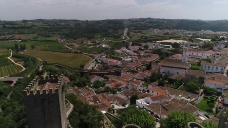 obidos medieval town portugal aerial view