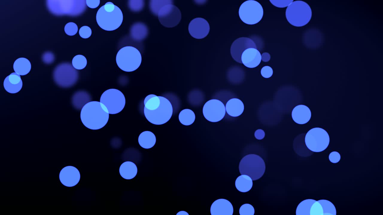보케 배경에서 움직이는 파란색 입자 원의 애니메이션