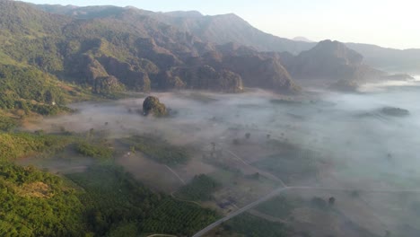 The-Gorgeous-Scenery-Of-A-Mountain-With-Green-Trees-In-Thailand---Wonderful-Nature---Aerial-Shot