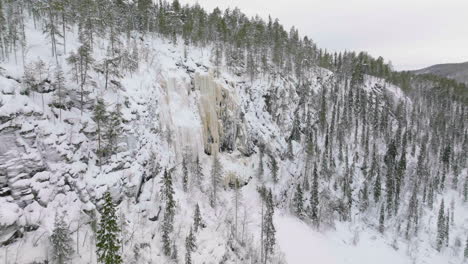 amazing frozen waterfalls of korouoma canyon in rovaniemi, finland on a winter day