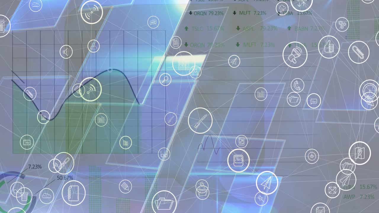 아이콘과 화면을 통해 데이터 처리의 애니메이션