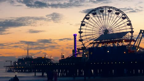 sunset at santa monica pier