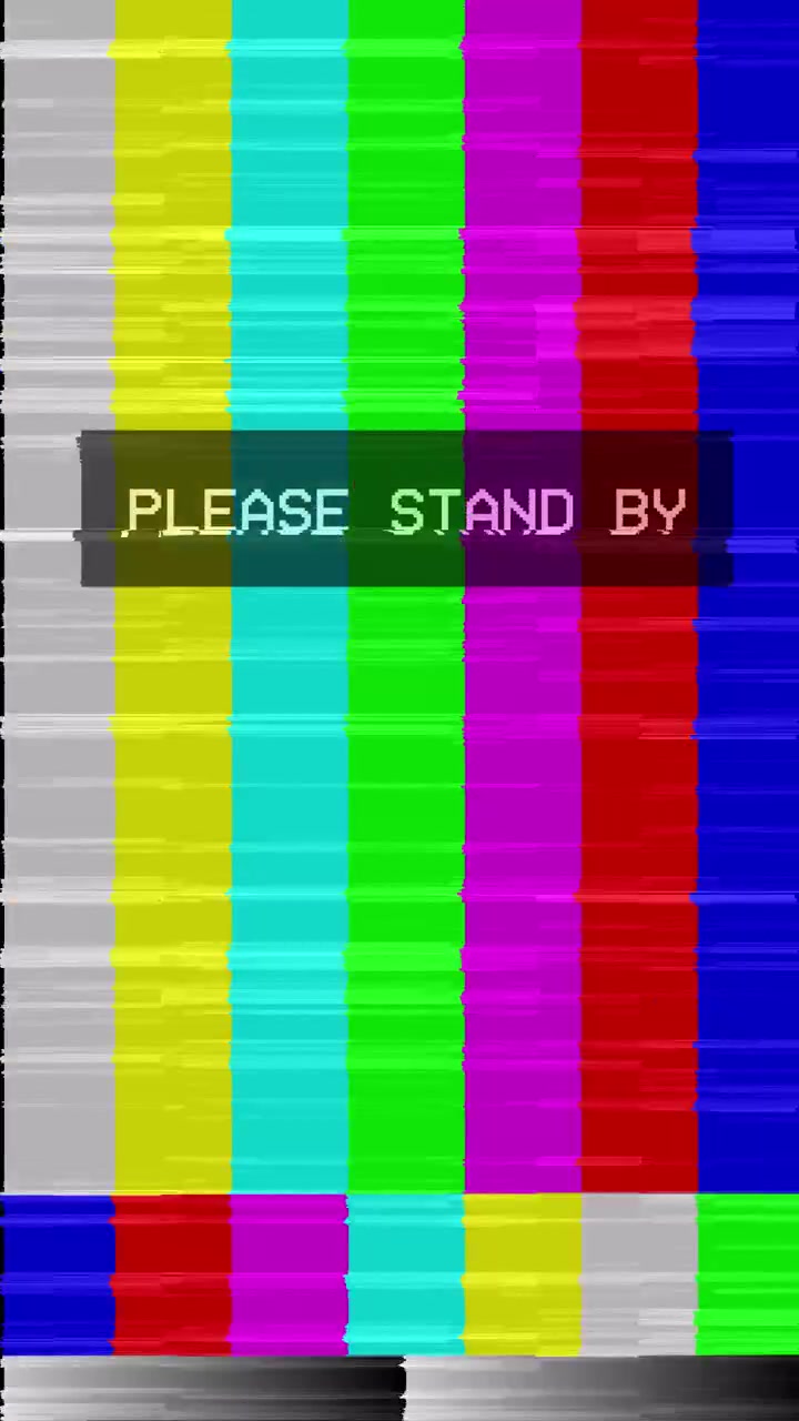 Vertical Video of Glitching Color Bars with Please Stand By Message