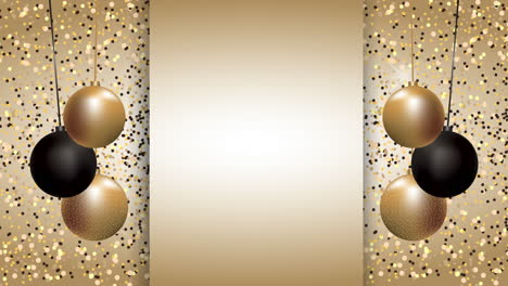 happy merry christmas animation with balls hanging
