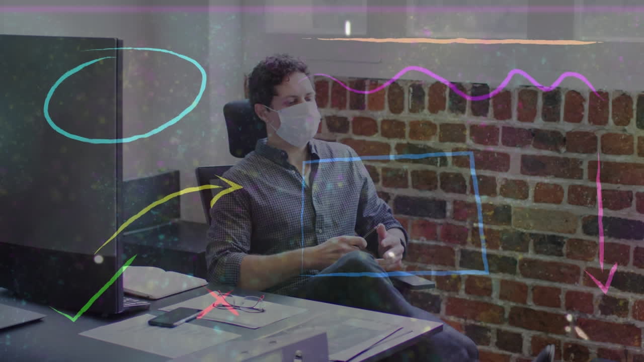 사무실에서 일하는 사업가에 대한 모양의 애니메이션