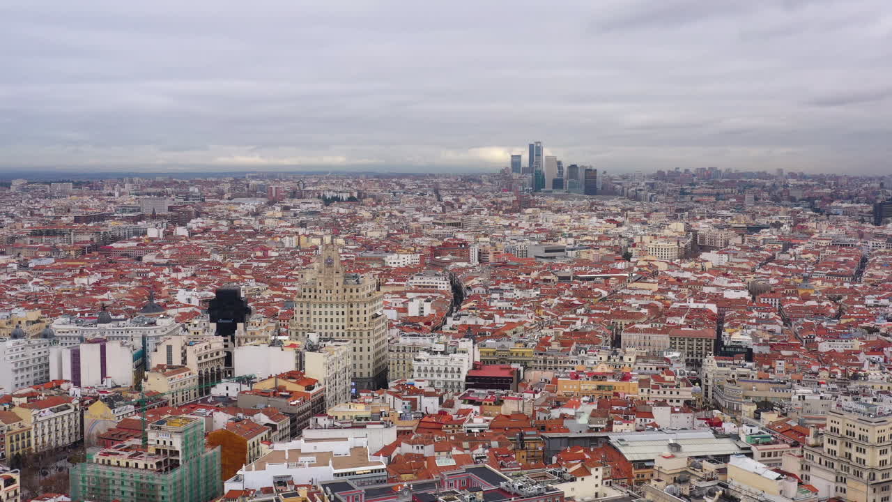 Centro città Madrid, vista aerea, Paseo de la Castellana, quartiere degli affari