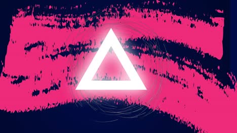 animation of triangular shape in seamless pattern against pink textured effect on blue background