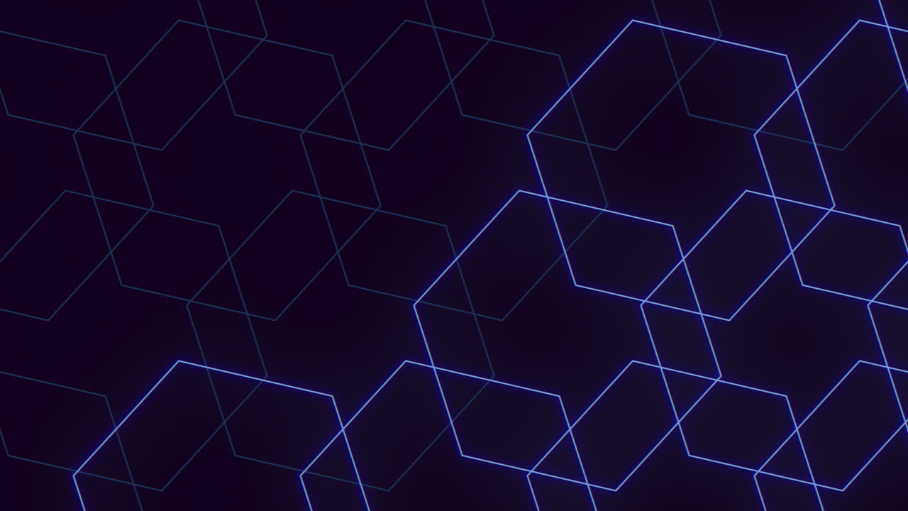 Futuristic glowing blue geometric pattern on dark background