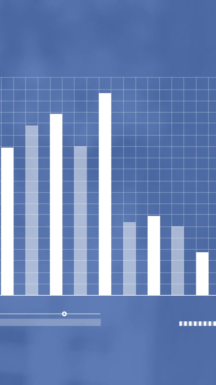 Animazione di un grafico che elabora dati su sfondo blu