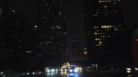 night time view of los angeles, downtown la traffic