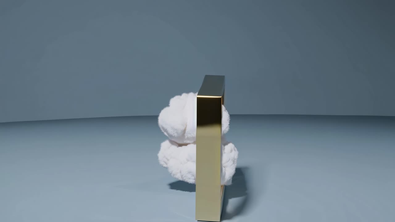 Elegant White Fluffy Object in Gold Frame