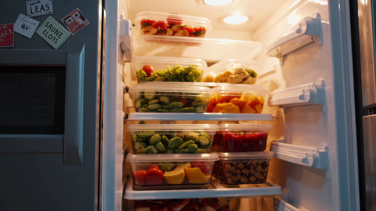 Organized Refrigerator with Fresh Produce