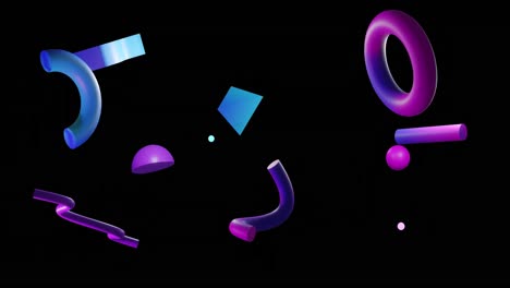 animation of abstract 3d shapes over black background