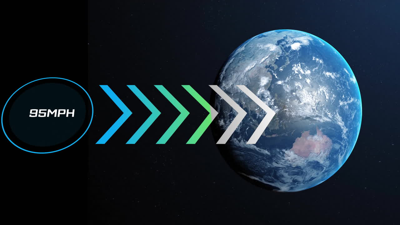 Animação de processamento de dados digitais sobre um globo em fundo escuro