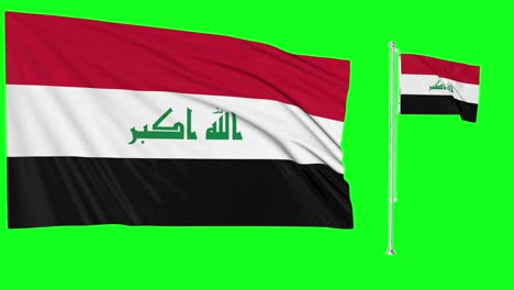 green screen waving iraq flag or flagpole