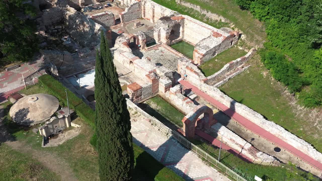 Aerial view of the ancient Thermal Baths of Diocletianopolis, town of Hisarya, Bulgaria