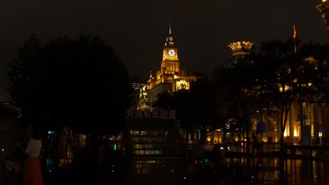 night illuminated shanghai famous customs house panorama 4k china