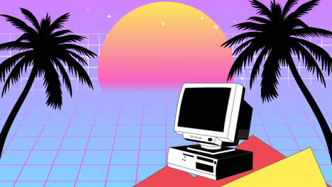Motion Graphic of Vintage vaporwave background