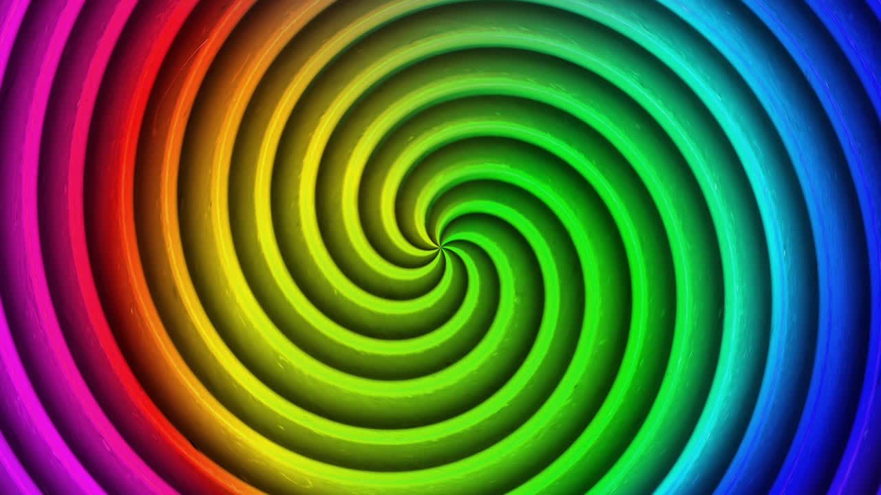 Colorful circular spiral rotating background endless loop