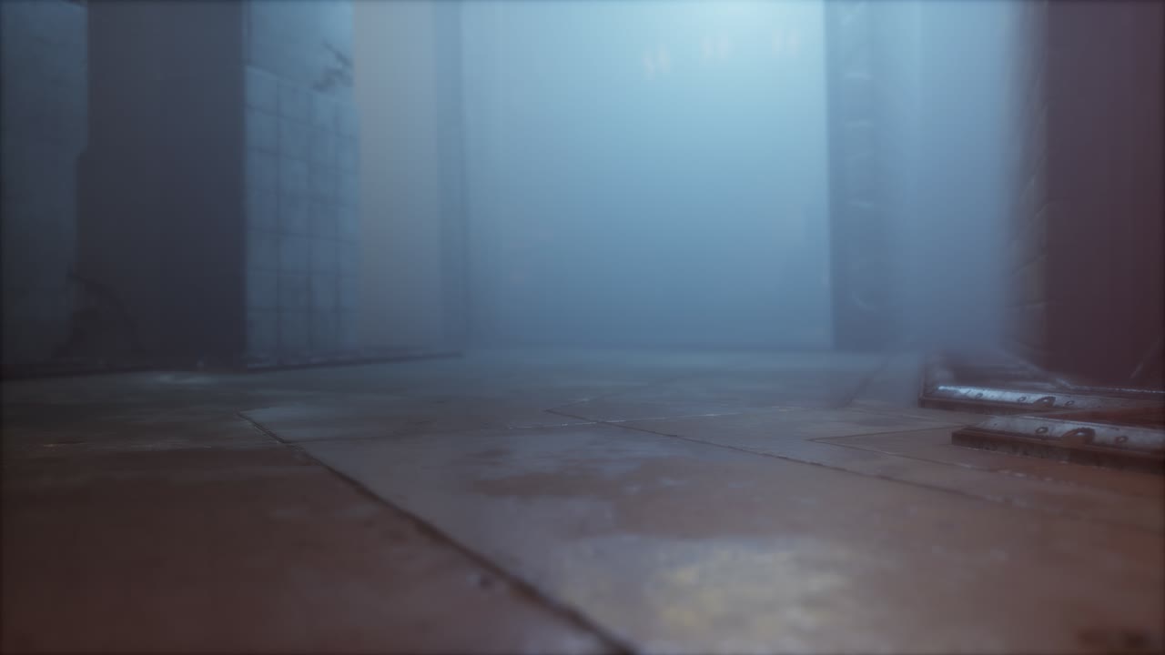 noche lluviosa con niebla en la calle de la ciudad vieja