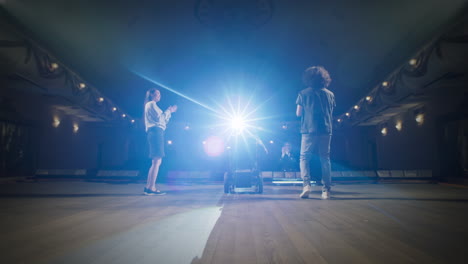 people watching a performance