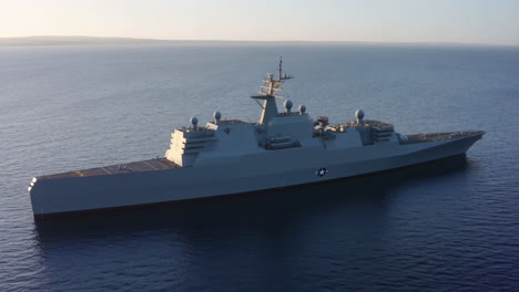 advanced warship on calm ocean waters