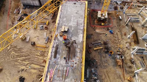 construction crane and workers top view