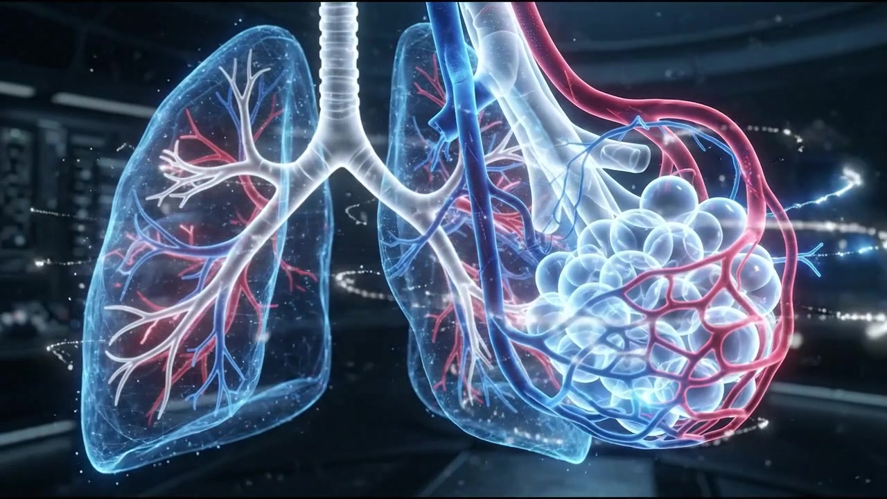 Dual human lungs holographic display respiratory organ scan